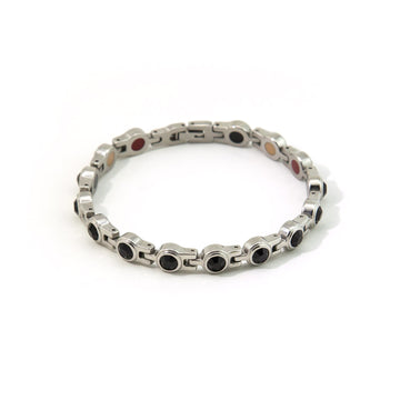 Deep Night - Negative Ion Bracelet, Stainless Steel with Black Crystals